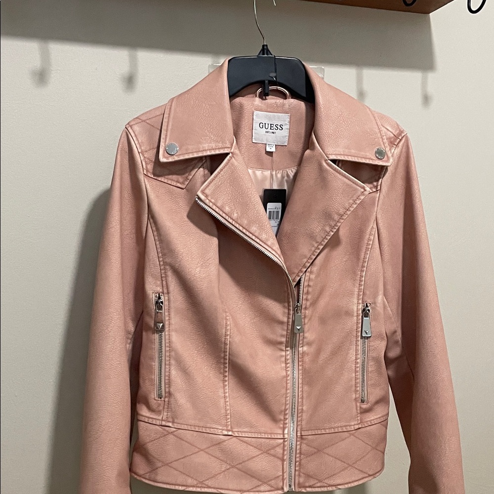 GUESS Women's Pink Leather Jacket